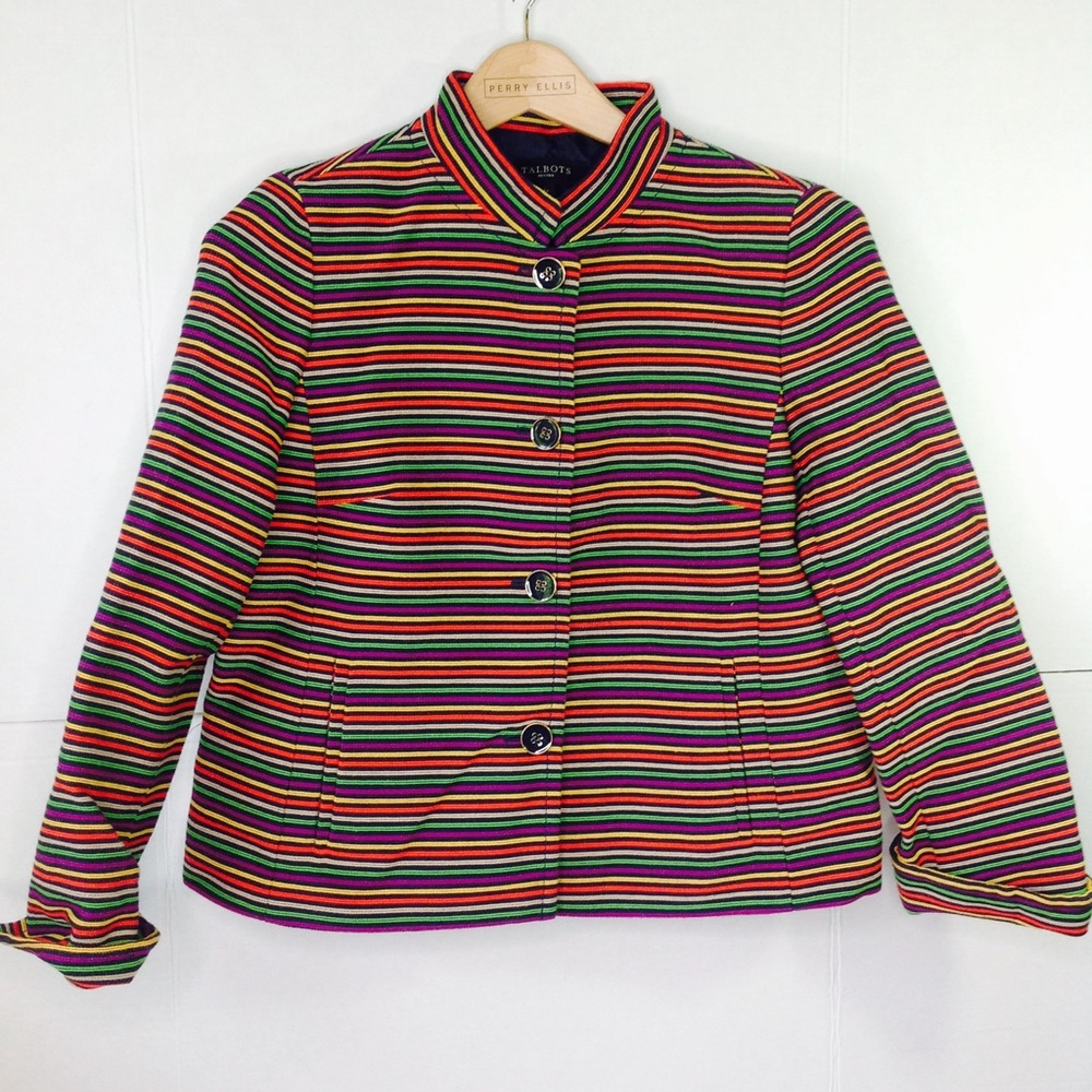 Talbots Multi Stripe Blazer Sparkle Petite Jacket
